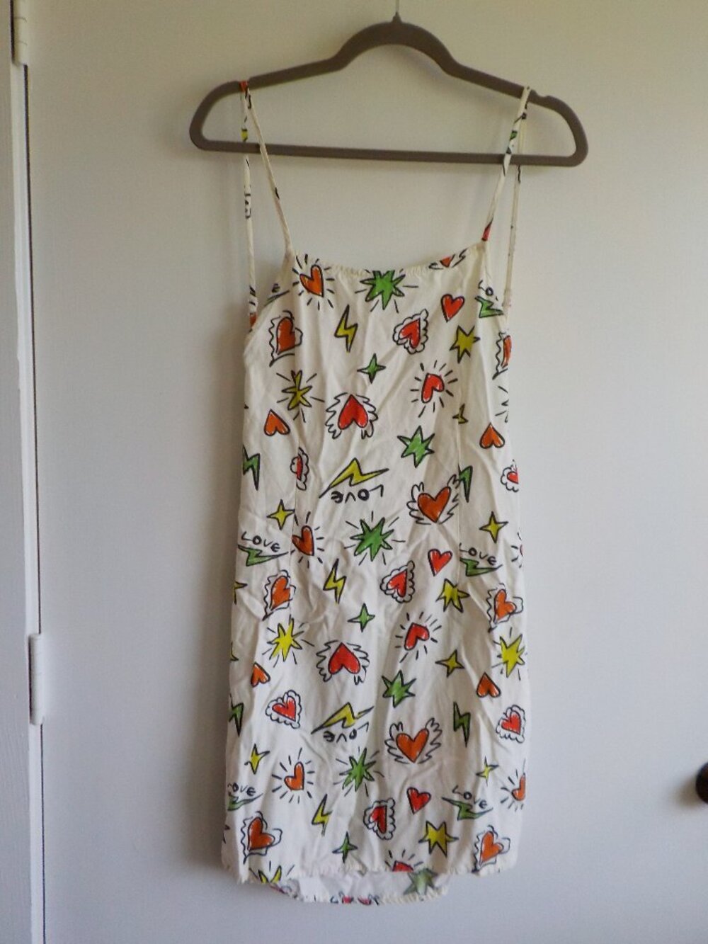 Asos Design Dress - Size 10 - White w/Design - Thin Strap Backless (2396)